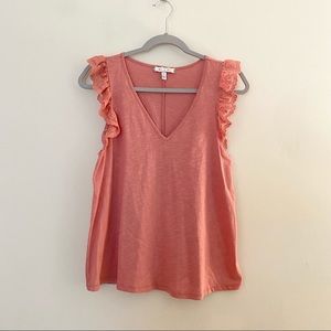 Eri + Ali Top Pink Lace flutter Sleeve - Anthropologie